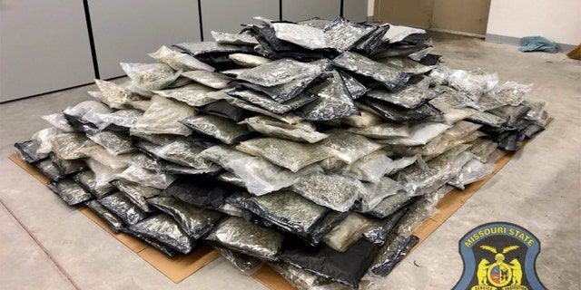 Missouri State Highway Patrol collected 500 pounds of weed scattered on a highway after a crash on April 20, 2022.