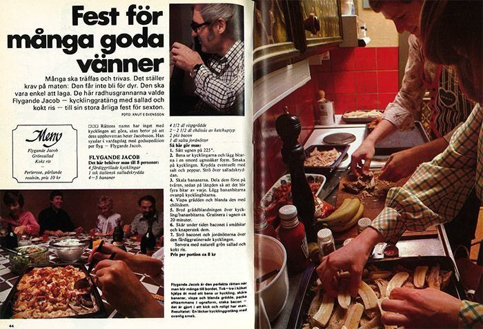 Party for Many Good Friends was the headline when <em>Allt om Mat</em> published Jacobsson's casserole recipe in 1976.