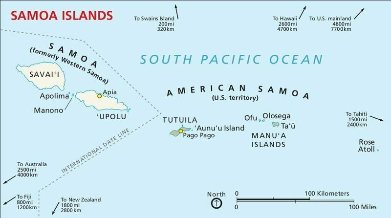 American Samoa is a U.S. territory covering seven islands in the South Pacific.