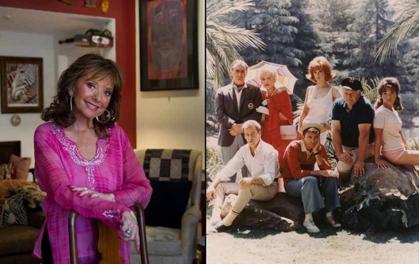 Dawn Wells at her Valley Village home, left, and with the Gilligan's Island cast.