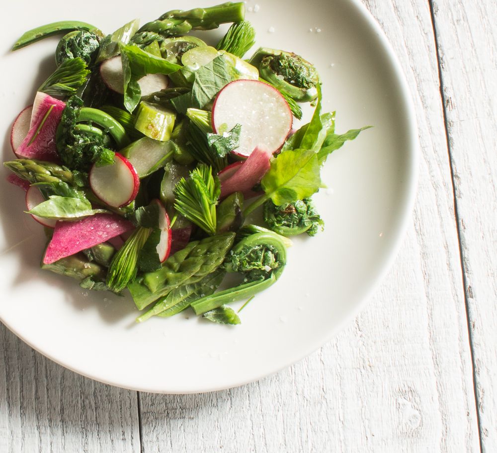 Spring Vegetables With Lemon Oil, Spruce and Mint