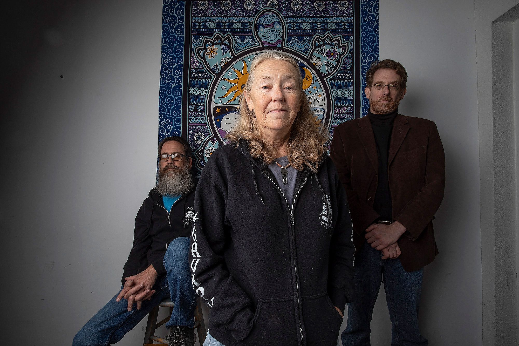 Left to right: Chris Moe (a.k.a. “Uncle Grumpy”), Norma Sapp, and Lawrence Pasternack formed an advocacy group called the Oklahoma Cannibus Liberty Alliance. 