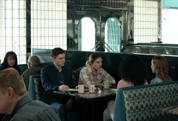 Evan Peters with Kate Winslet in Episode 5 of “Mare of Easttown.” Both actors have expressed intense affection for Wawa sandwiches.