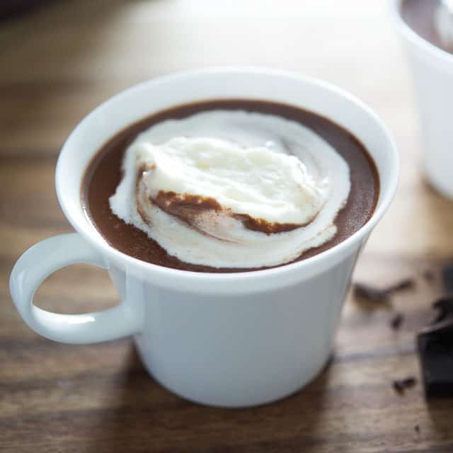 Hot Chocolate Recipe - Served in White Mug with whipped Cream On Top