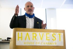 Steve White, CEO of Harvest, speaks during a press conference at their medical marijuana dispensary in Scottsdale, on Nov. 5, 2020. With the passage of Proposition 207, marijuana will be able to be sold for recreational purposes to adults over 21.