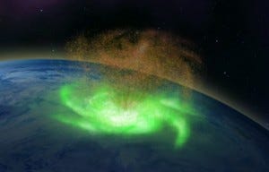 An illustration of the space hurricane which was spotted over the North Pole in 2014.