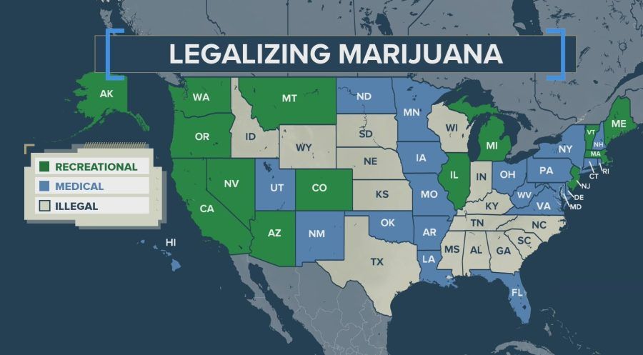 Map of legalizing marijuana across US