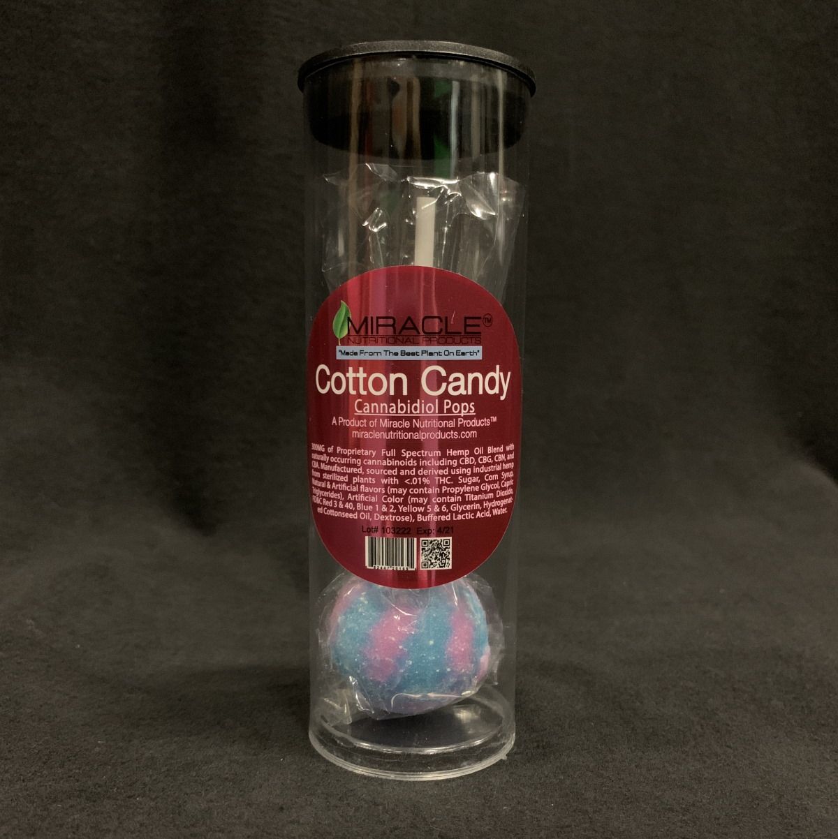 Miracle Nutritional Products Cotton Candy Cannabidiol Pops. (WTHR)